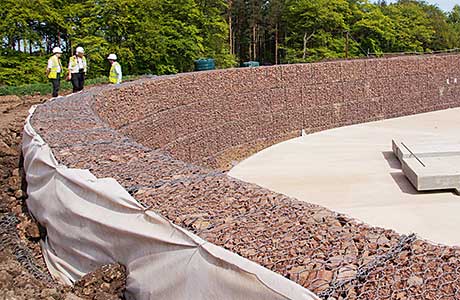 Glencorse, gabion walls 