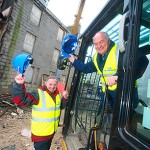 The council’s homelessness manager Paul Hannan and housing convener Neil Cooney celebrate the start of work.