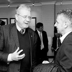 David Ross from Keppie Design (right) in conversation with education secretary Michael Russell in East Ayrshire where youngsters are learning the skills to help equip them for the world of work.