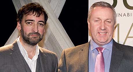 Award host, impressionist Alistair McGowan (left) with Structherm national sales manager Brian Monaghan at the awards ceremony and the winning project.