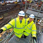 Anderson (left) on site in Glasgow with successor Allport.