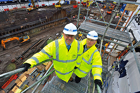 Anderson (left) on site in Glasgow with successor Allport.