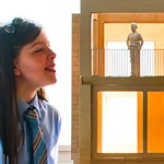 Holly Sommerville, a pupil at Our Lady and St Francis Primary School, close to where the house is being built, gives the design the once-over.