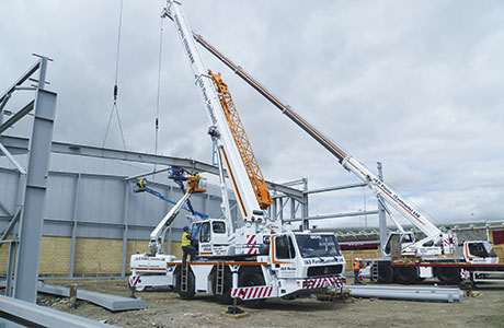 The new cranes in action at the Glasgow Fort retail park.