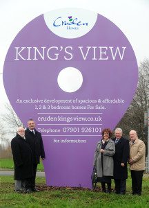 Left to Right: Gordon Sloan, Chair of Glasgow Housing Association; Alex McGuire, Group Director of Property, Glasgow Housing Association; Bailie Cameron, Chair of Transforming Communities; John Gallagher, Managing Director of Cruden Homes and Councillor Scanlon