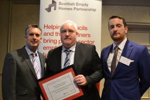 Left to Right: John Blackwood, Chief Executive, Scottish Association of Landlords; Kenny Halliday, Lochfield Park Housing Association; Adam Lang, Head of Communications & Policy, Shelter Scotland