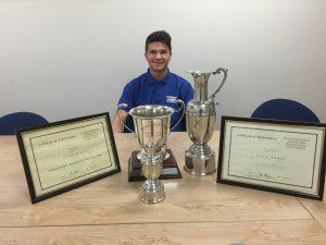 Jordan Gilmour with his awards