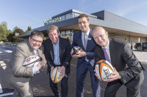 MILNGAVIE, UK. 11/06/2015 L TO R: COLIN STEELE (CALEDONIA MANAGEMENT LTD), DAVID DONKIN (CALEDONIA MANAGEMENT LTD), DAVID SHARP (WAITROSE MILNGAVIE STORE MANAGER) & RICHARD LEWIS (CALEDONIA MANAGEMENT LTD) PHOTOGRAPHED AT THE OPENING OF THE NEW WAITROSE STORE IN MILNGAVIE, GLASGOW.   COPYRIGHT © STUART WALLACE 2015 visit my website: www.stuartwallacepictures.com