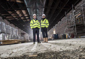 Picture by Christian Cooksey/CookseyPix.com on behalf of Esh Border Construction and Beattie Communications. For further information please contact David Walker on 01698 787848 Pictured at the Engine Shed project in Stirling, Scotland are Simon Phillips, Regional Managing Director (left) and John Moore, Construction Director. For full terms and conditions see www.cookseypix.com