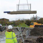 First bridge deck being lifted into place for the Kingsgate Bridge