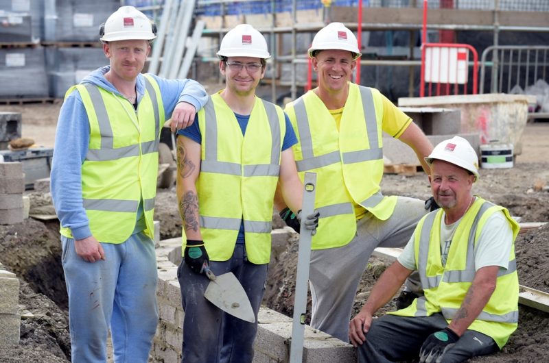 PIC © Sandy Young 07970 268944 PICTURED L-R Dean Walkingsham, Jack Benson, Lee Walkingshaw, and Billy Walkingshaw at the Mactaggart and Mickel Thornybank Green, Dalkeith site. www.scottishphotographer.com sandyyoungphotography.wordpress.com sj.young@virgin.net 07970 268 944