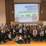 Pupils, staff and presenters at the Women in Construction 2017 presentation
