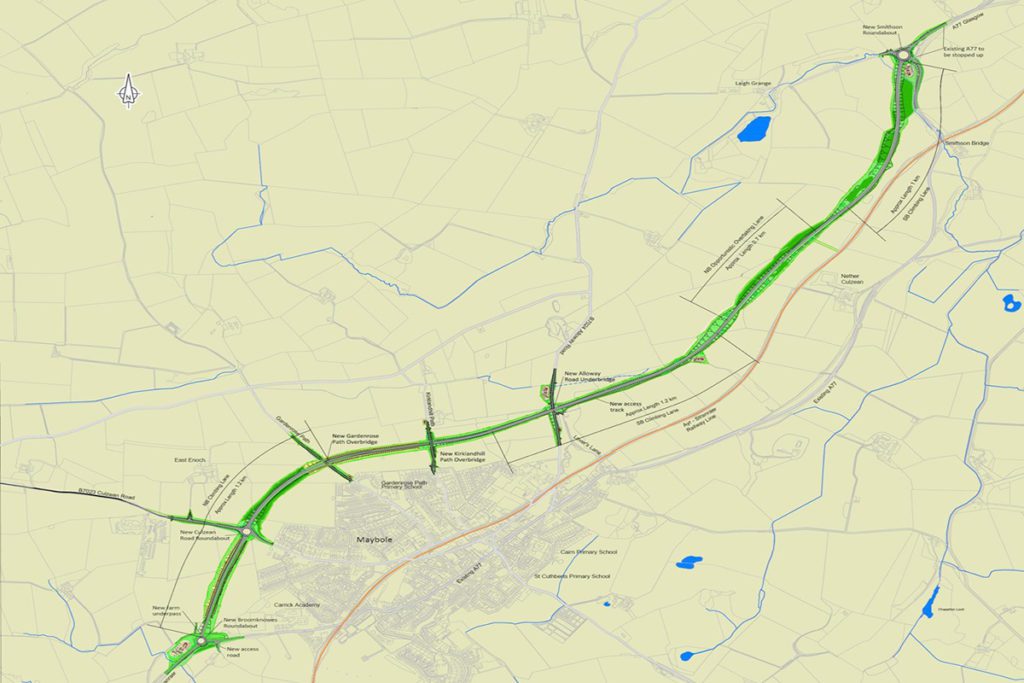 An artist's impression of the Maybole Pass route on the A77