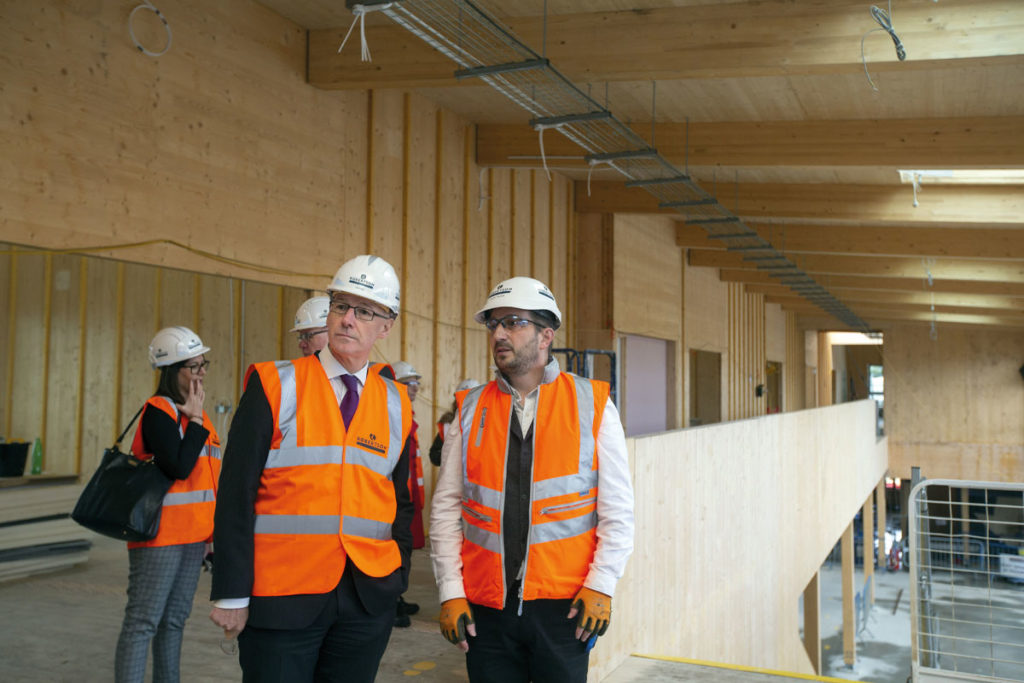 John Swinney and Finlay Black tour Merkinch campus