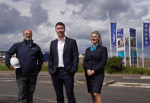 Edgelaw View Site Manager, Eddie Derrick; Miller Homes Regional Operations Director, Gary Heany; and Miller Homes Development Sales Manager, Catherine Coleman at Edgelaw View © Stewart Attwood Photography