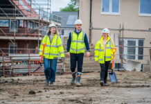 Pamela Fox (development and delivery manager – Home Group), Bailie Kay (assistant site manager) and Ellen Clark (assistant land manager) both Taylor Wimpey East Scotland.