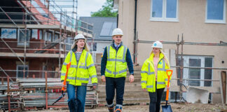 Pamela Fox (development and delivery manager – Home Group), Bailie Kay (assistant site manager) and Ellen Clark (assistant land manager) both Taylor Wimpey East Scotland.