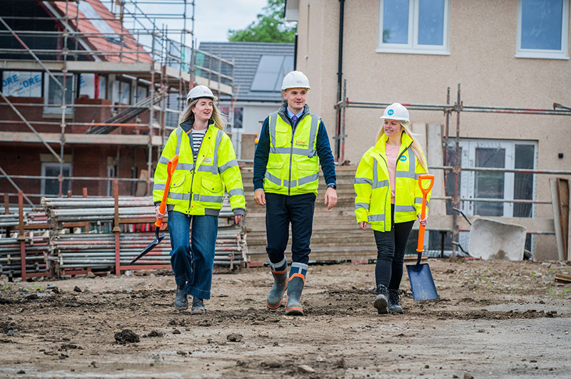 Pamela Fox (development and delivery manager – Home Group), Bailie Kay (assistant site manager) and Ellen Clark (assistant land manager) both Taylor Wimpey East Scotland.