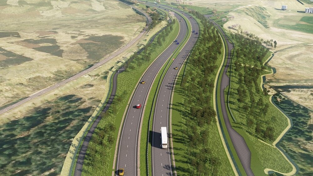 Computer generated image of the A9 between Tomatin and Moy