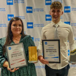 Leah Stewart is pictured with her BMI Redland Apprentice of the Year award at the Cotswold Water Park Hotel.