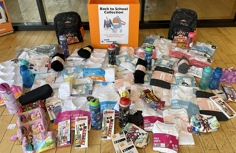 Clark Contracts school donated items