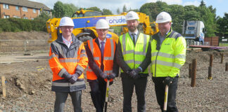 Barry Stuart, the Senior Project Manager with Midlothian Council, Midlothian Council’s Cabinet Member for Housing, Councillor Stuart McKenzie, Cruden Commercial Director Richard Crowther and Cruden Site Manager Willie Marshall