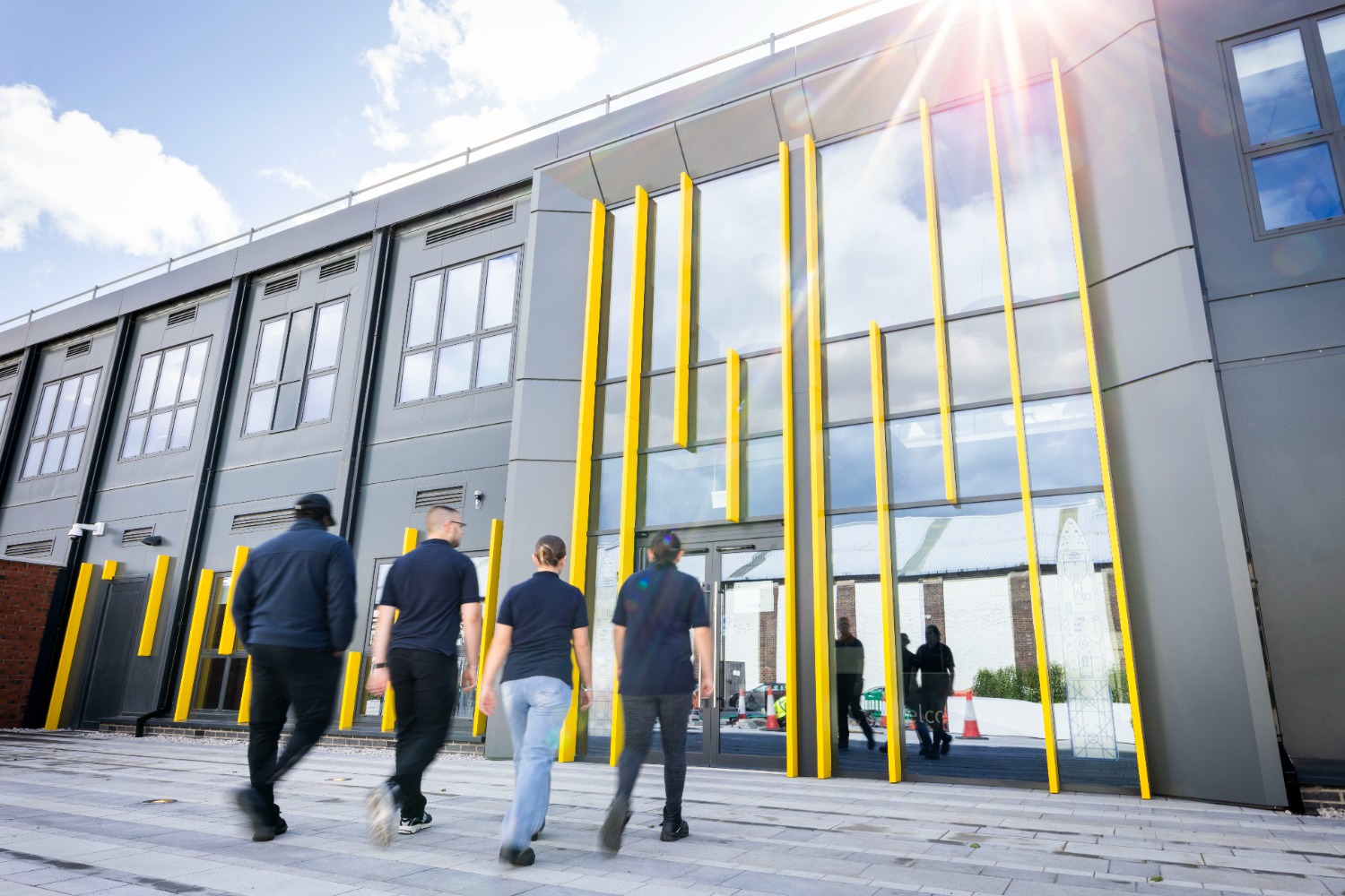 Students walking into training facility