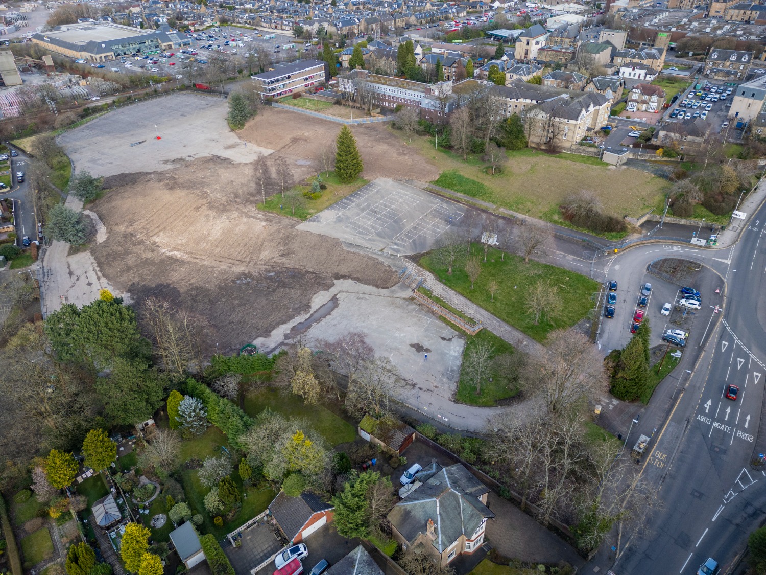 Aerial of Falkirk town hall project