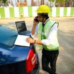 Construction worker making call