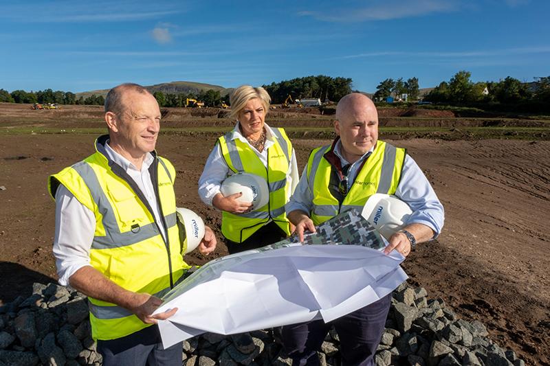 Photography (Peter Devlin) L-R: Andrew McArthur Regional Operations Director, Louise Caldwell, Regional Sales Director and Arthur Mann, Regional Land Director
