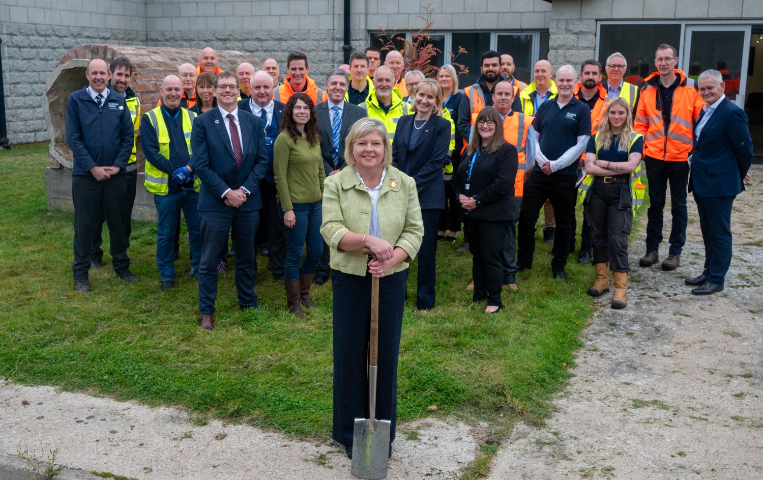 Judy Whyte, provost of Aberdeenshire, with the Scottish Water team