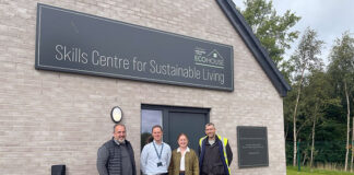 L-R: Gordon Seath, Technical Manager at CM, Steven Morrison, Faculty Director West Lothian College, Jennifer Higgins, CEO at CM, Ewan Kelly, CM’s Site Manager at Almondvale Crescent