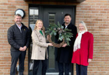 CCG MD David Wylie; social justice secretary Shirley-Anne Sommerville; council leader Cammy Day; and housing and homeless and fair work convener councillor Jane Meagher