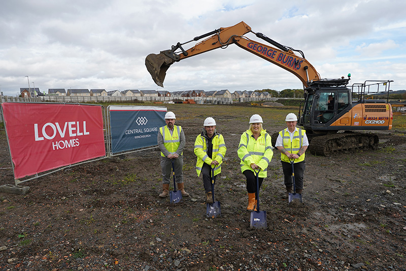 L-R: Kevin Rooney (regional operations director); Darren Simpson (Tough Construction); Margaret Davidson (sales director); and Brian Thomas (senior site manager)