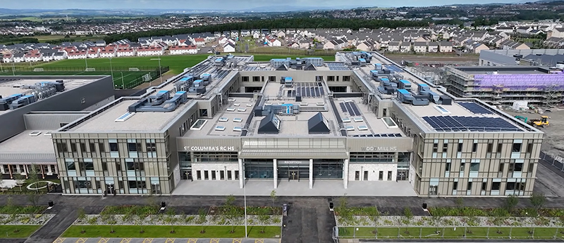 The completed Woodmill High School and St. Columba’s RC High School.