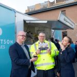 Tam McFadyen (centre) from Raigmore Hospital enjoys an ice cream with Roberton Homes sales executives Daniel Millington and Sarah Proctor