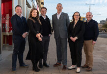 L-R: Iain Jenkinson, Hannah Munro, James Wall, Chris Dougray, Kate Donald, and Colin Smith