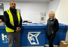 St Andrews’ Christine Crawford, assistant branch manager at Livingston, with Mohamed Abotaleb of HSS