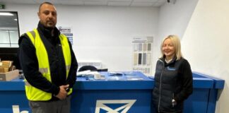 St Andrews’ Christine Crawford, assistant branch manager at Livingston, with Mohamed Abotaleb of HSS