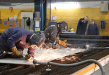 Cutting of steel on HMS Sheffield