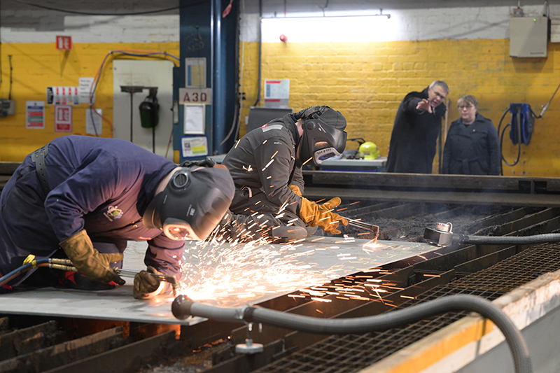 Cutting of steel on HMS Sheffield