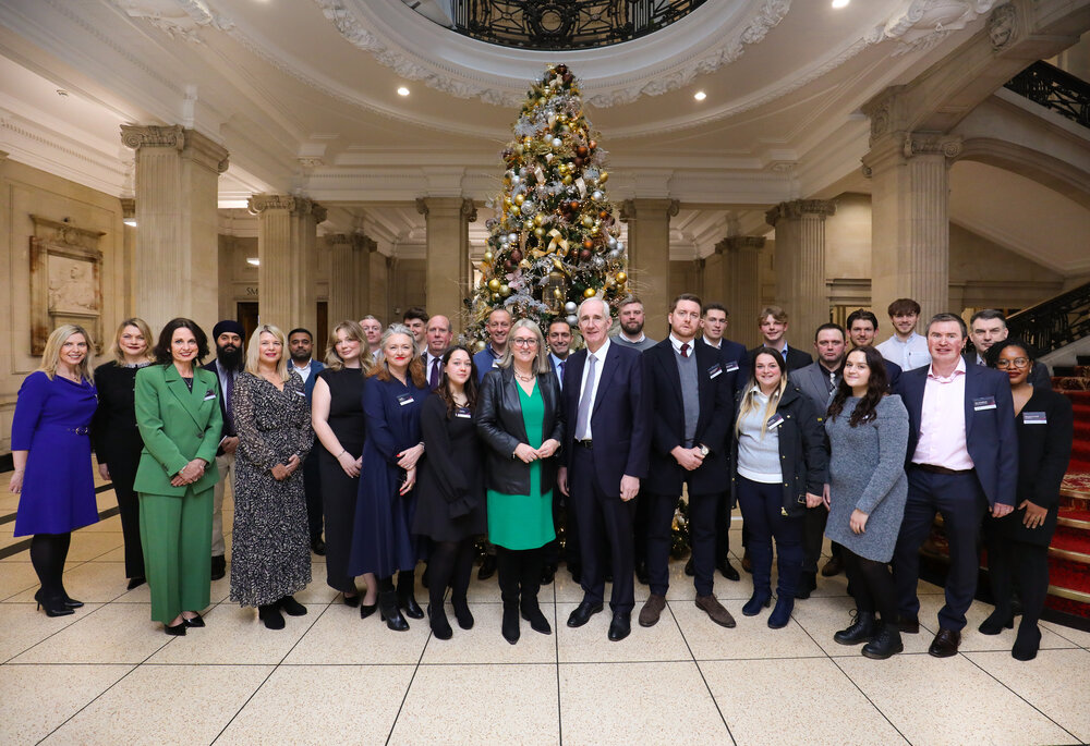 The Founder's Pledge mentors and mentees gather to celebrate their achievements with The Rt Hon Baroness Jacqui Smith, Minister for Skills