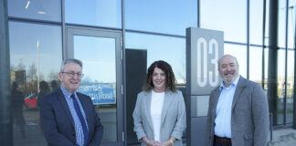 Morris and Spottiswood's Gordon Clyne (left) with Clyde Gateway's Angela Rowley and Martin McKay