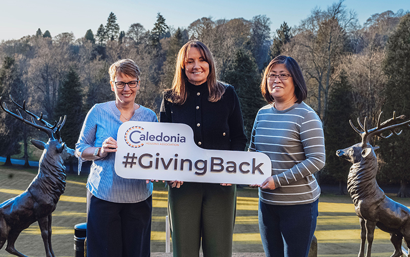 Caledonia Housing Association staff Sharon Clark, Neighbourhood Officer, Faifley, Julie Cosgrove, Chief Executive, Lola Ross, Neighbourhood Officer, Perth City.