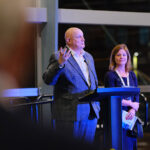 Bryn Wilde, President-Elect – The Association for Project Safety, addresses the audience gathered at Y Senedd for the APS Campaign to Promote Mental Health and Wellbeing in the Construction Industry.
