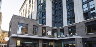 Exterior general view of The Social Hub in the Merchant City, Glasgow.