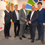 Left to right: Alan Chim (Head of Asset Management, Glasgow Caledonian), Professor Billy Hare, Tom Steele, Alex Reid (Apsis Solutions) and Dr Michael Tong.