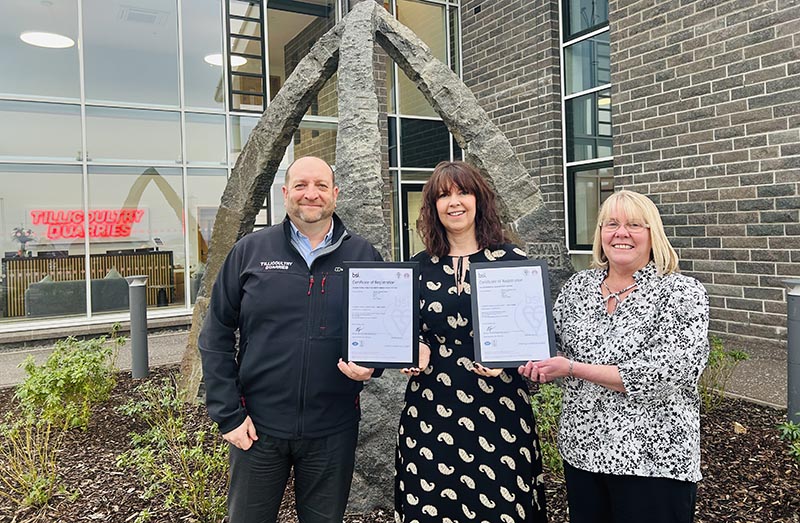 Presentation of certificates to Tillicoultry Quarries' Scott McDonald and Shona Syme