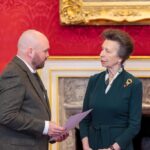 Prison officer receives royal recognition for joinery training Davie McKie with Princess Anne