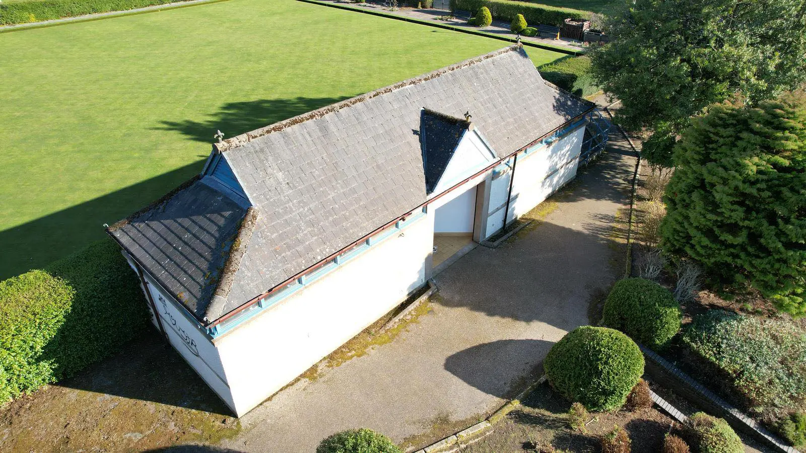 Aerial shot of Cooper Park toilets